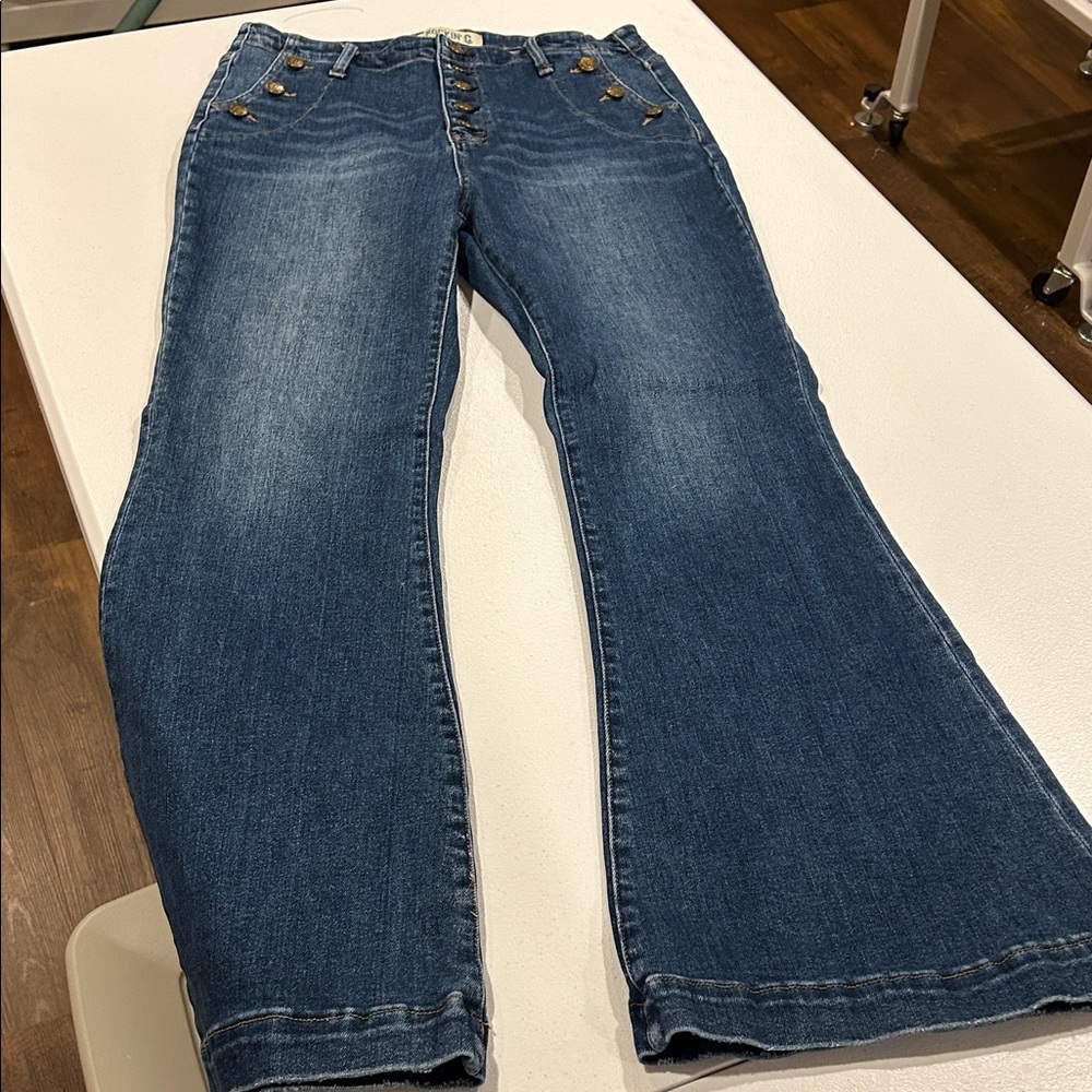 Rockin C Blue Women's High-Rise Button-Front Stretch Jeans